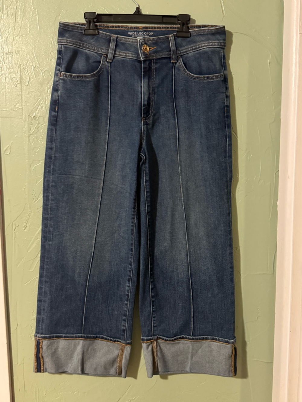 Chico's Wide-Leg Crop Jeans in Dark Blue Denim